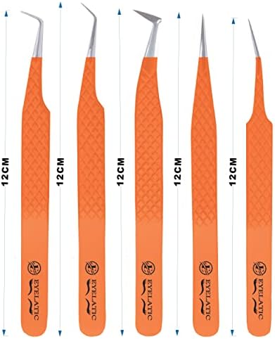 Eyelatic Volume Tweezers False Lash Application Professional Tools For Eyelash Extension Tweezers Set Orange