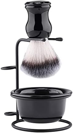Aethland Men's Shaving Brush and Bowl Set, 3 in 1 Synthetic Shaving Brush with Alloy Shaving Stand & Shaving Soap Bowl Shave Brush Kit for Men Husband Father Birthday Boyfriend Valentines Day Gifts