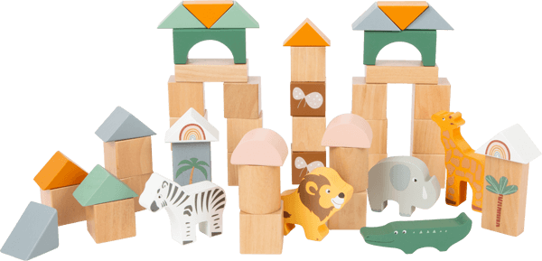 Small Foot Pastel Building Blocks Safari Theme 50 Piece Playset