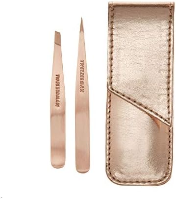 Tweezerman Rose Gold Petite Point and Slant Tweezer Set with Travel Case