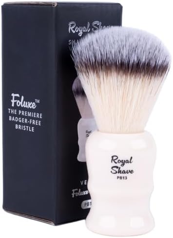 ROYAL SHAVE Vegan Foluxe Hair Shaving Brush – Premium Badger-Free Bristles Brush for Wet Shaving (CREAM)
