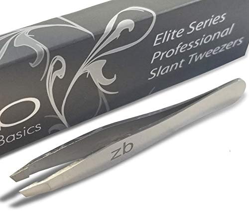 Zizzili Basics Elite Series Slant Tweezers - Surgical Grade Stainless Steel for Professionals (Mirror Polish)