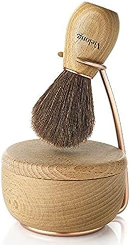 Small Wave Set Brown Horse Hair Shaving Brush with Stand and Bowl
