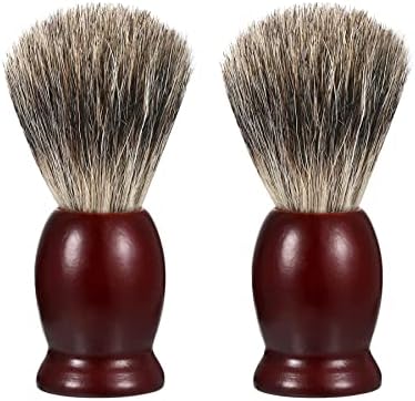 Vtrem 2 Pack Pure Badger Shaving Brush for Men with Hard Wood Handle Luxury Professional Shave Brush Tool for Wet Shave, Safety Razor