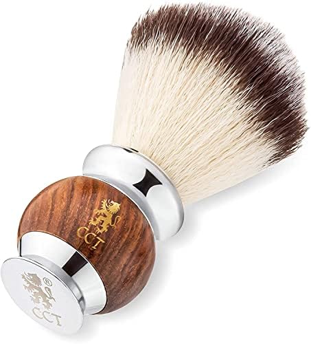 The Cambridge Cut Throat® Luxury Missanda Hardwood and Stainless Steel Men's Shaving Brush for Soap, Foam or Cream with Premium Synthetic Silvertip Vegan Friendly Badger Bristles Male Grooming Present